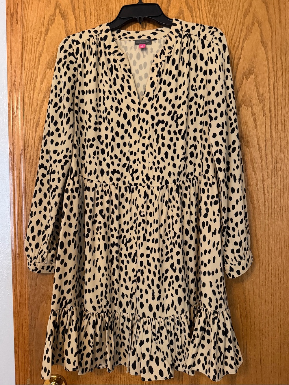 Vince Camuto Beige Dress with Black Animal Print Small